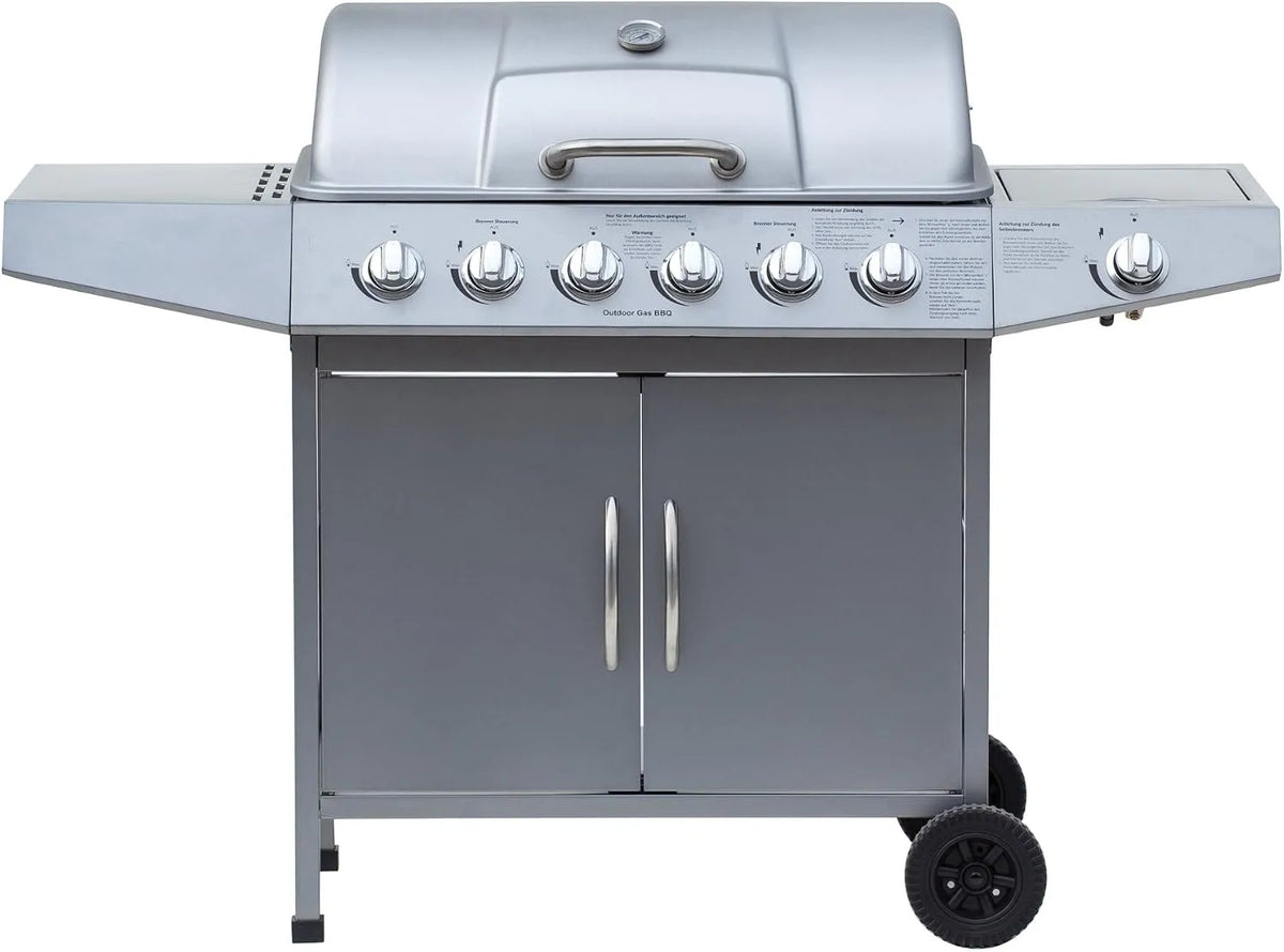 Gasgrill AY0460 El Fuego, Maße 53 x 127,5 x 97 cm, Dayton 6 Plus 1, silber