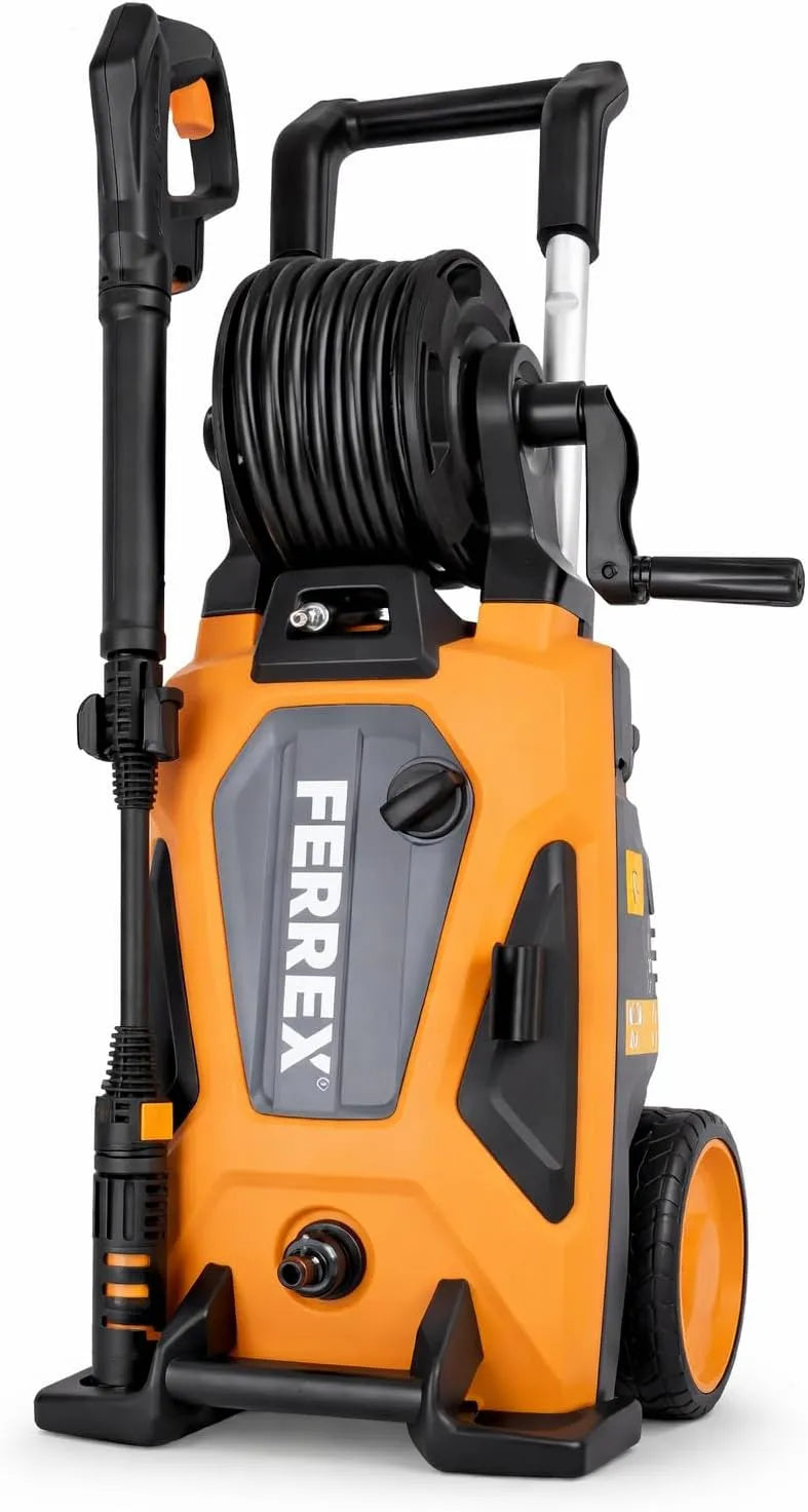 Hochdruckreiniger FERREX, Leistung 2400 W, 170 bar, 500 l/h, mit Schlauchtrommel & 10 m Schlauch, Kaltwasserreiniger mit Turbodüse, Vario-Düse