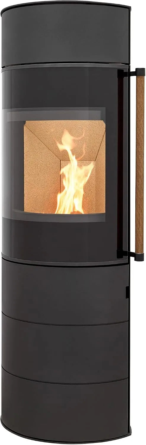 Kaminofen H&M Germany, Citro 2.0 L in Schwarz schmaler ovaler Ofen 6kw schlicht modern A+