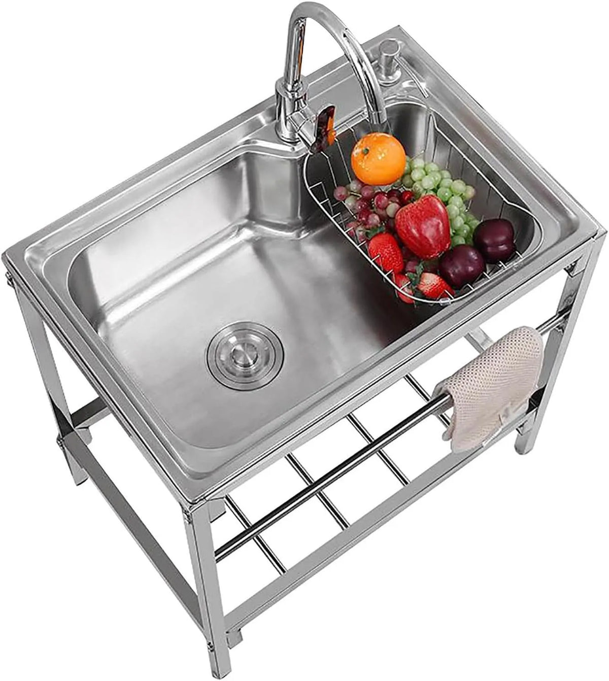 Außenspüle Freistehende Spültisch, Warmwasserschläuchen, Werkstatt, Catering, Mobile Küchenspüle mit Wasserhahn und Kalt, für Küche, Bauernhof