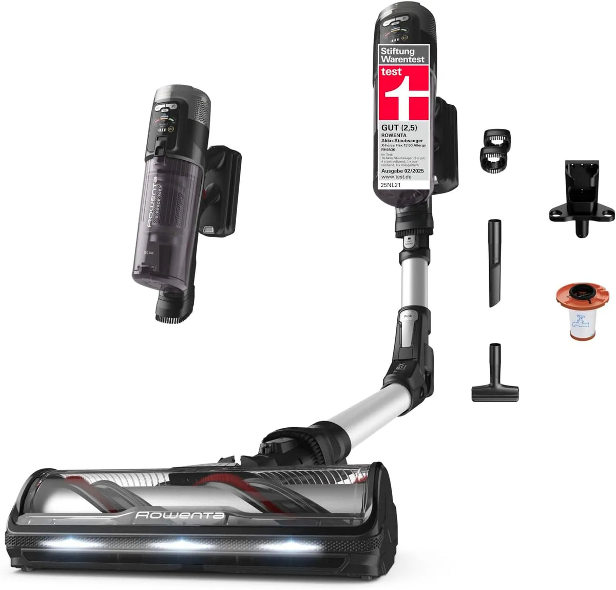 Rowenta Akku-Staubsauger RH9A36WV, 150 Air Watt, Allergiker-Modell, Flex-Gelenk, X-Force Flex 13.60, kabelloser, bis zu 60 Minuten Laufzeit