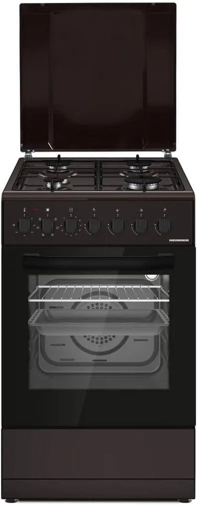 Braun Backofen HFSC-S60LITGC-BRW, Kombi-Herd mit 4 Gasbrennern & Elektro, Emaille-Graten, Timer & Ofenlicht, Maße 50x60 cm, 5 Jahre