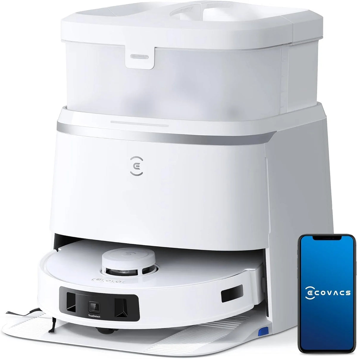 Ecovacs Saugroboter T30, DEEBOT PRO Omni mit Wischfunktion, Zero Tangle Bürste, 11.000 PA Saugkraft mit heißem Wasser und Smart Rewash, Farbe Silber