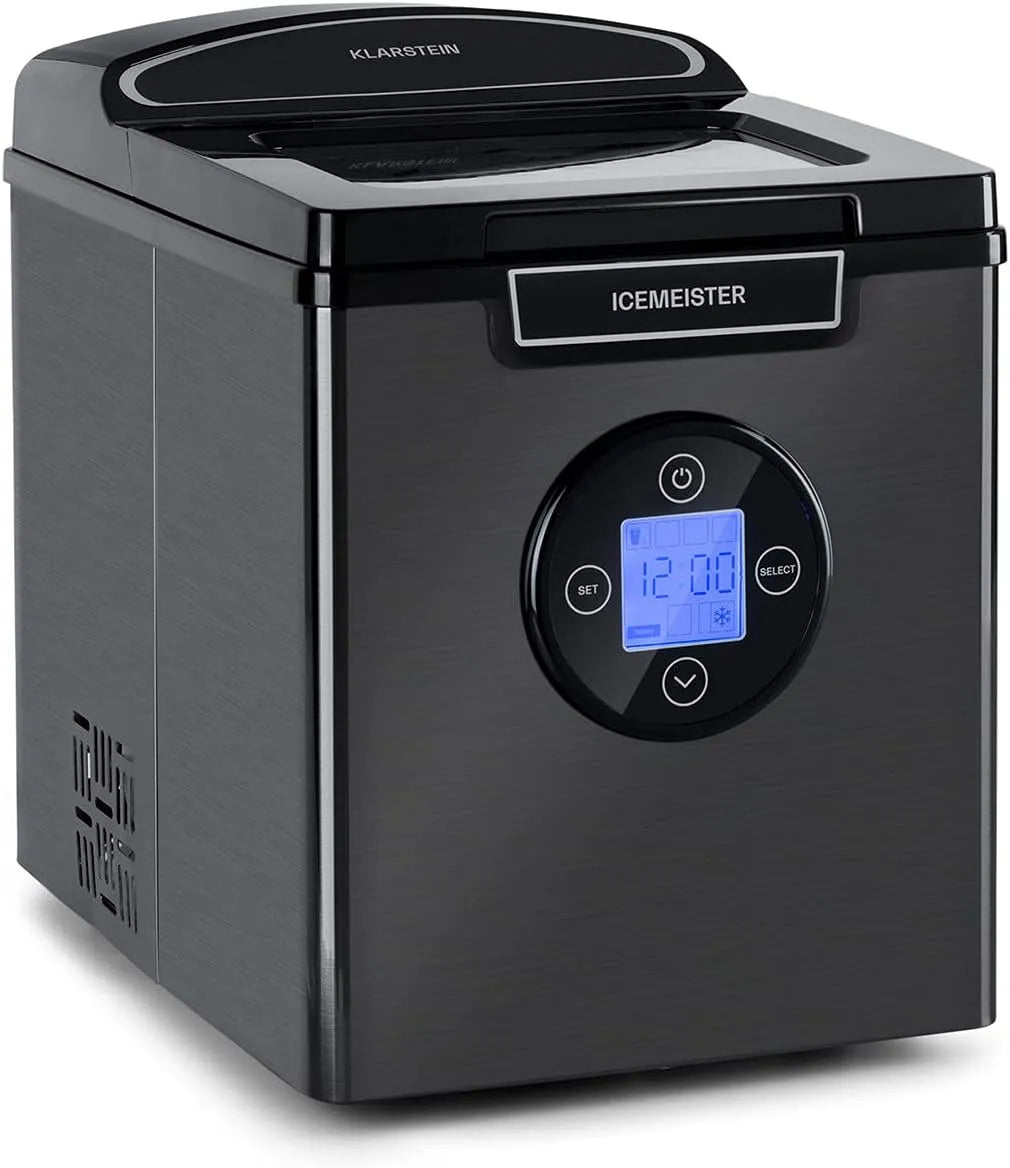 Klarstein Eiswürfelmaschine Klein, Fassungsvermögen 1,8 L Eiswürfelbereiter, Eiswürfelmaschine für 12 kg Große & Kleine Eiswürfel