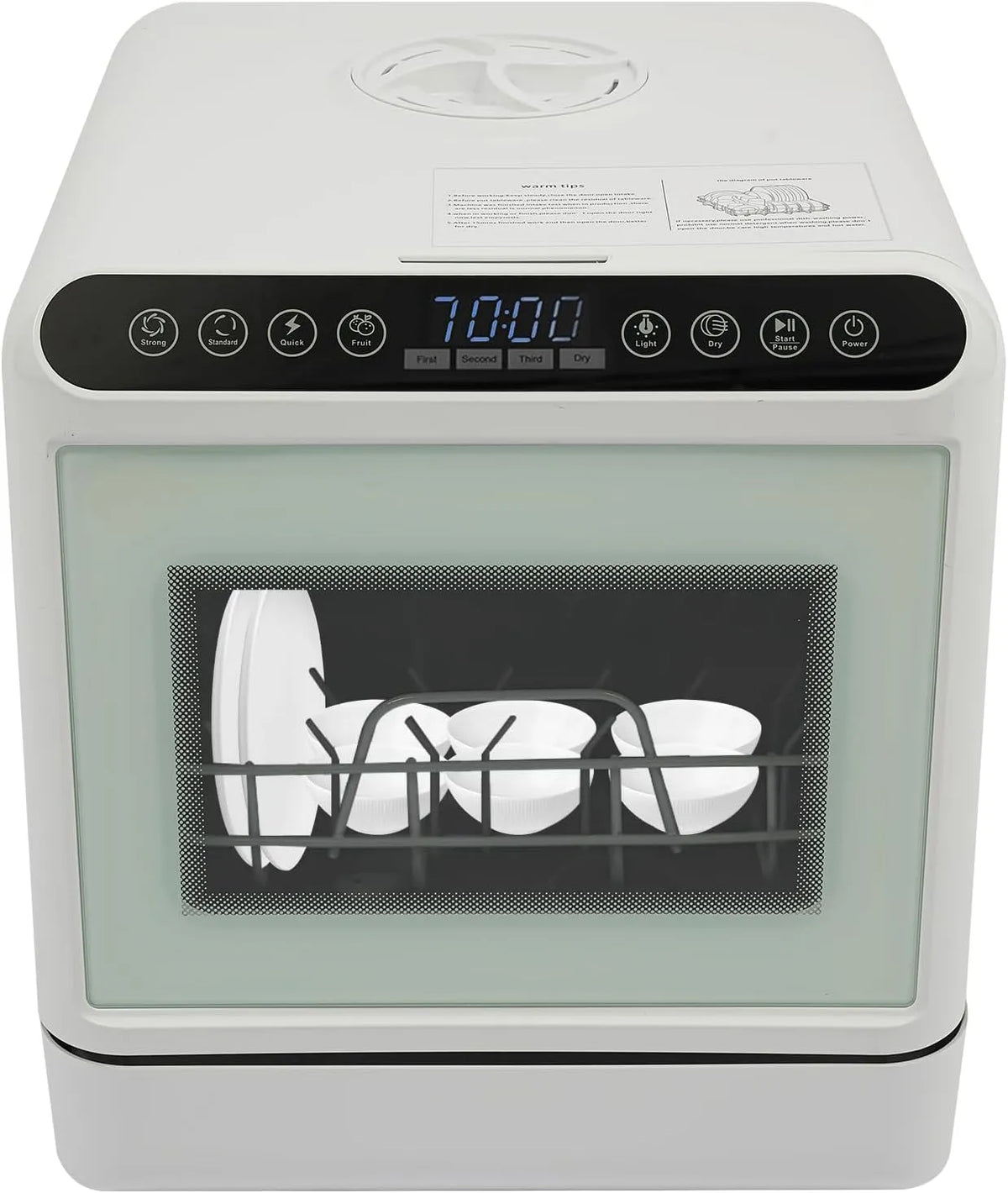 Geschirrspüler, Tischgeschirrspüler für 4-6 Gedecke, Fassungsvermögen 6L integriertem Wassertank Mini, LED-Display Kompakte Spülmaschine
