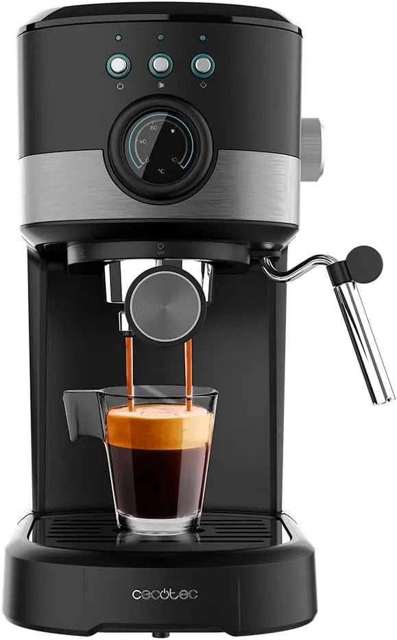 Cecotec Espressomaschine, verstellbare Dampfdüse, Power Espresso 20 Pecan Pro. 1100 W, ForceAroma-Technologie mit 20 Bars, Tassenwärmer