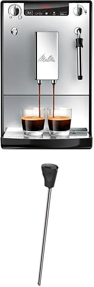 Melitta Kaffeevollautomat E953-102, Caffeo Solo & Milk, Schlanker mit Milchschaumdüse, Edelstahl, Silber + Milchlanze für Kaffeevollautomaten