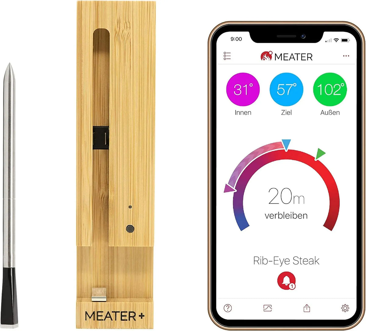 Grill, MEATER Plus, Smarte Fleischthermometer mit 50m Reichweite Für Ofen, Das Kabellose