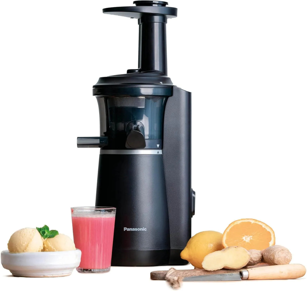 Panasonic Modell MJ-L501KXE, in Schwarz, Slow Juicer
