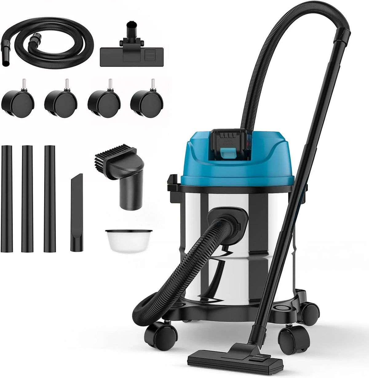 Makita Nass- und Trockensauger, mit 2 m-Schlauch & Zubehör, Ideal für Werkstatt, Baustelle, HEPA-Filter, Auto, ohne Akku