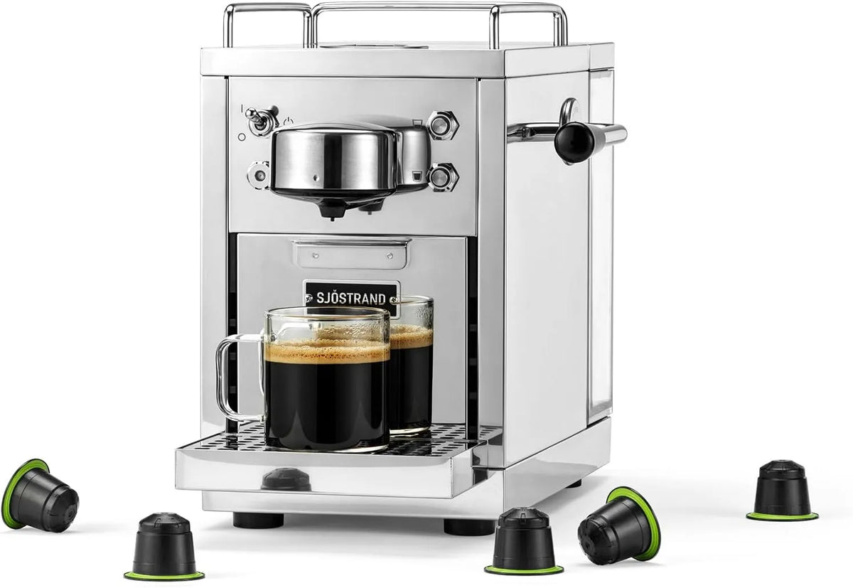 Nespresso Espressomaschine, Sjöstrand The Original, kompatibel, Edelstahlgehäuse, Skandinavisches Design