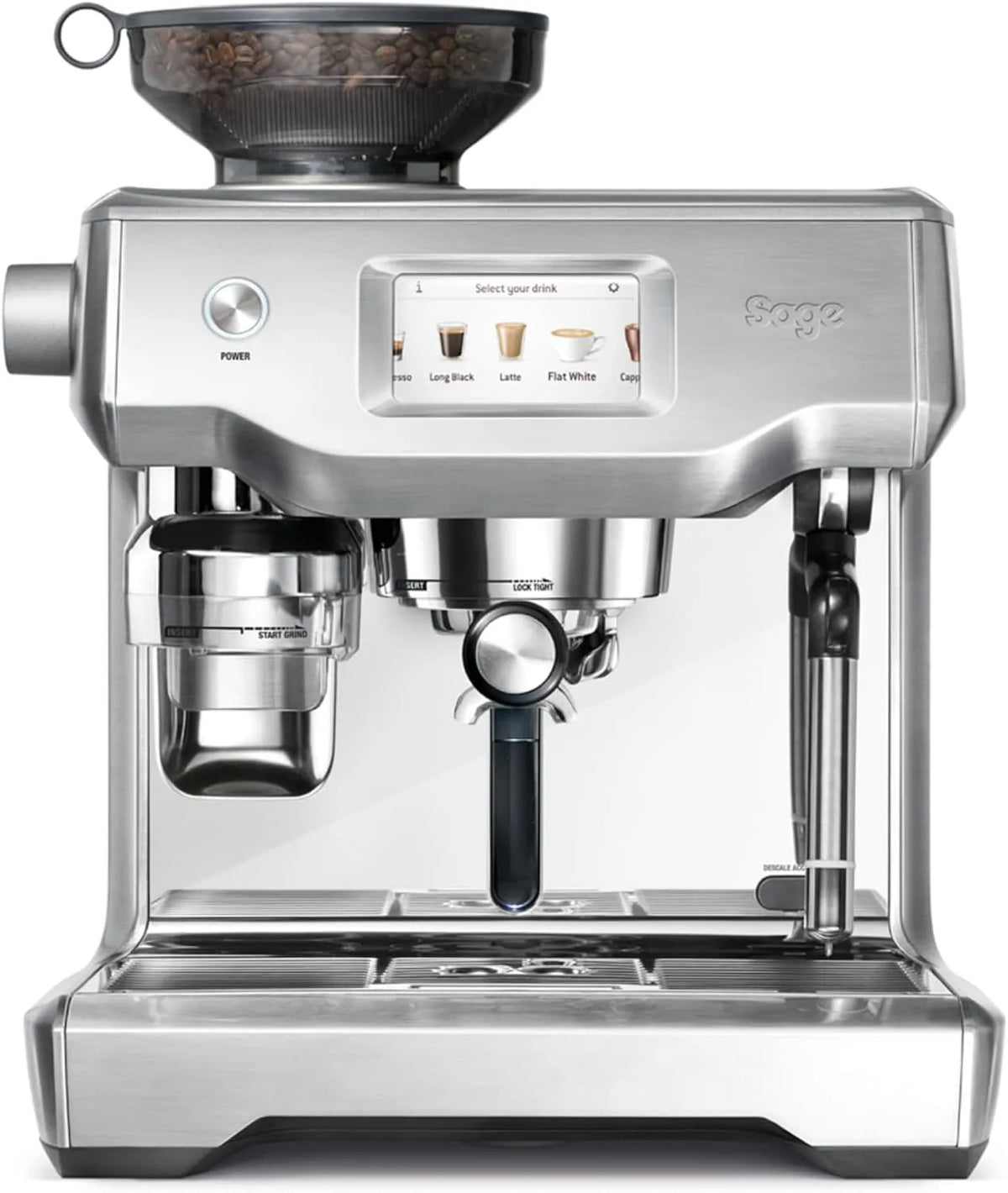 Sage Kaffeevollautomat, The Oracle Touch, mit automatischem Milchaufschäumer, Gebürsteter Edelstahl, Gebürsteter mit Edelstahlgehäuse