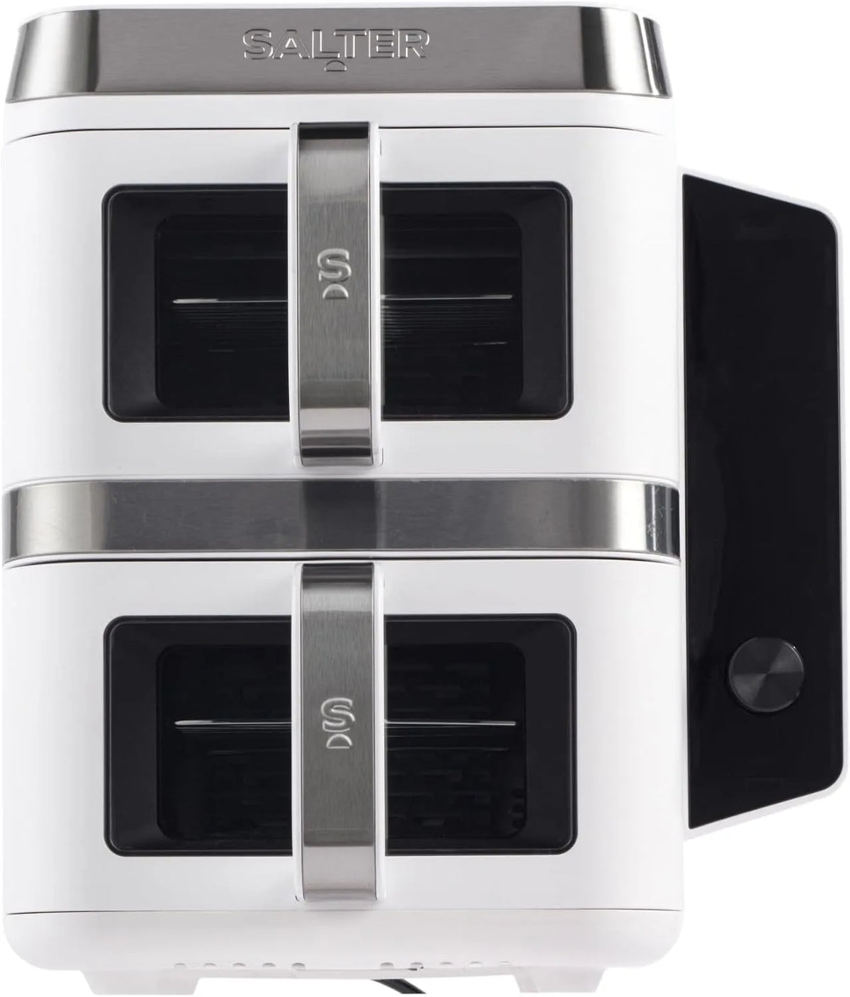 View Air Fryer Salter VertiCook, Kochen auf 4 Ebenen, XL 9L Kapazität, 2 x 4.5L Körbe, 2 Schubladen & 2 Roste, 12 Funktionen, Platzsparend, PFAS-frei