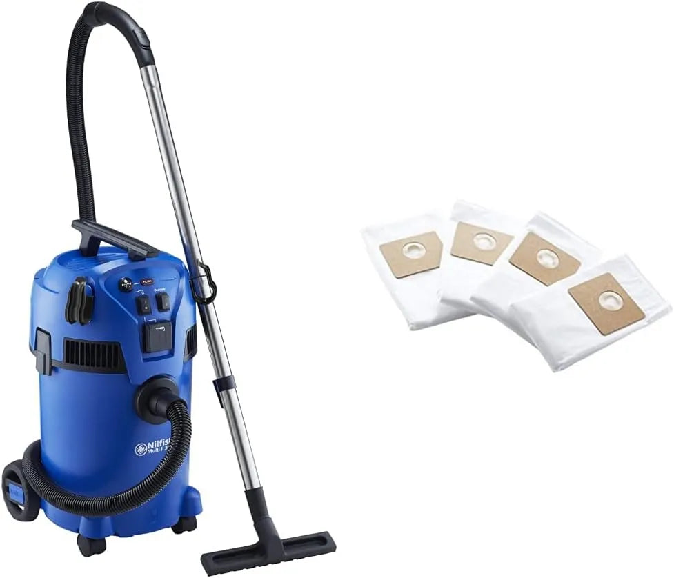 Nilfisk Nass-/Trockensauger II 30 T 30-Liter-Kanistern 107417195, Multi II Staubsauger mit 22- und, Staubsauger Modell, Leistung 1400 W, 4 Stück, blau