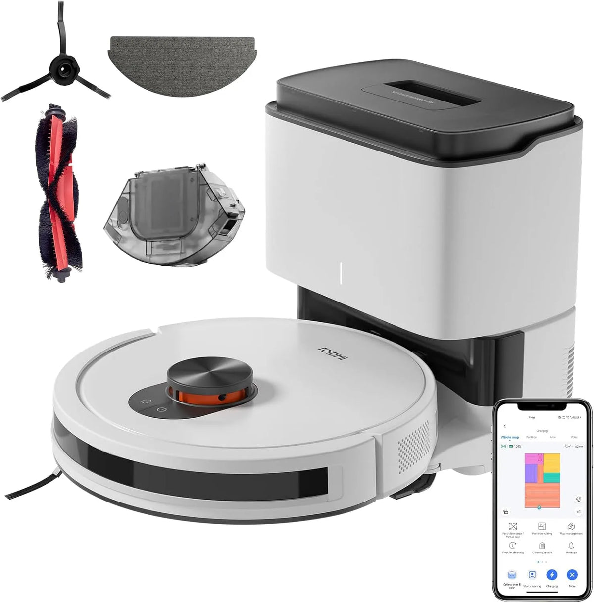 Saugroboter ROIDMI EVE CC, 4000Pa Laser Navigation Staubsauger Roboter, mit Wischfunktion