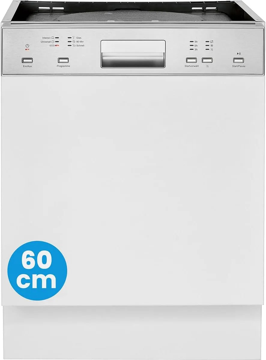 Bomann Geschirrspüler GSPE 7423 TI, Spülmaschine teilintegriert 60 cm, 6 Betriebsprogramme, sehr leise, inklusive. Aquastop, Spülmaschine 60cm