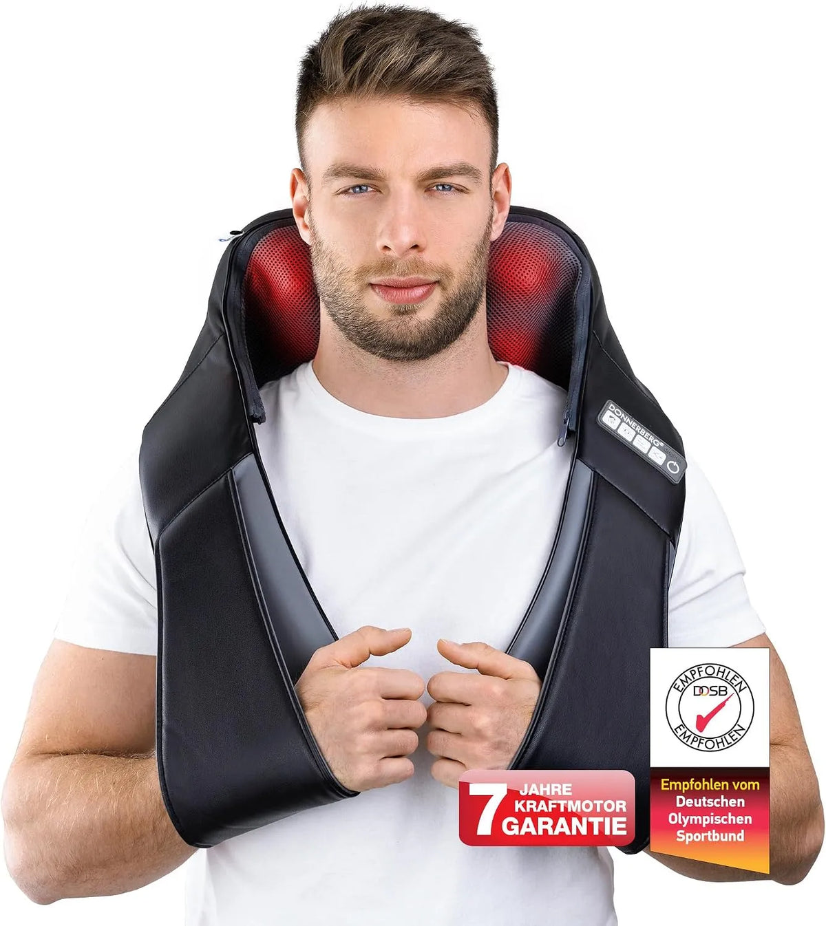 Entspannung für Ihren Rücken Shiatsu und Klopfmassage Nackenmassagegerät DONNERBERG Klopfy, mit Wärmefunktion 7 Jahre Kraftmotor TÜV Süd geprüft