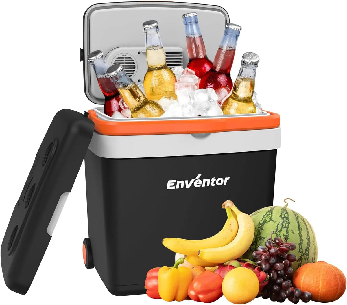 Kühlbox Enventor, Fassungsvermögen 33 Liter, ECO Modus, Gefrierbox zum Warmhalten und Kühlen, Kühlschrank für Auto, Spannung 12V 230V