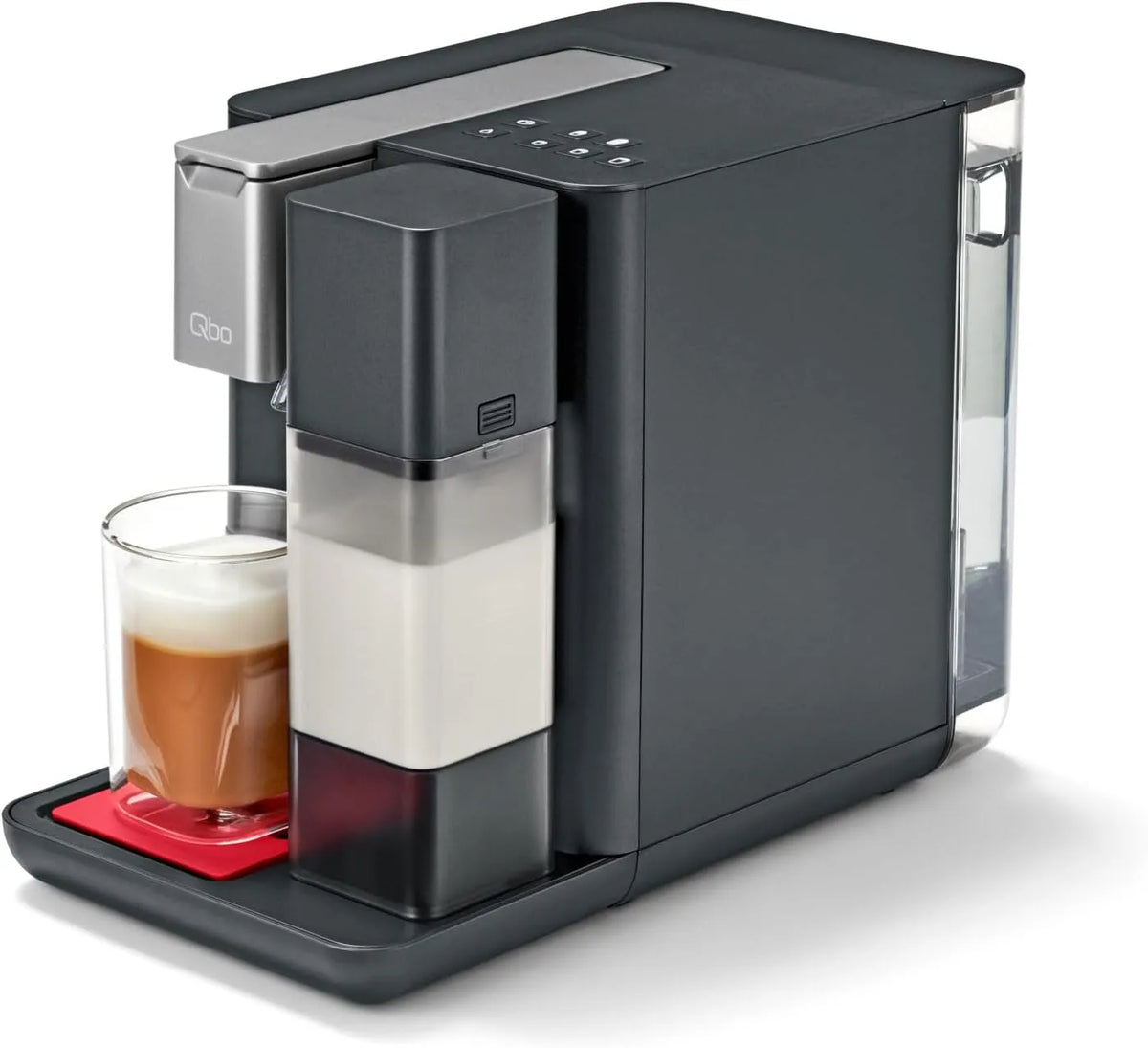 MILK MASTER Kapselmaschine für Cappuccino Tchibo Qbo, Milchschaum auf Knopfdruck mit abnehmbarem Milchtank 300ml, Espresso, Caffè Crema, Caffè Grande