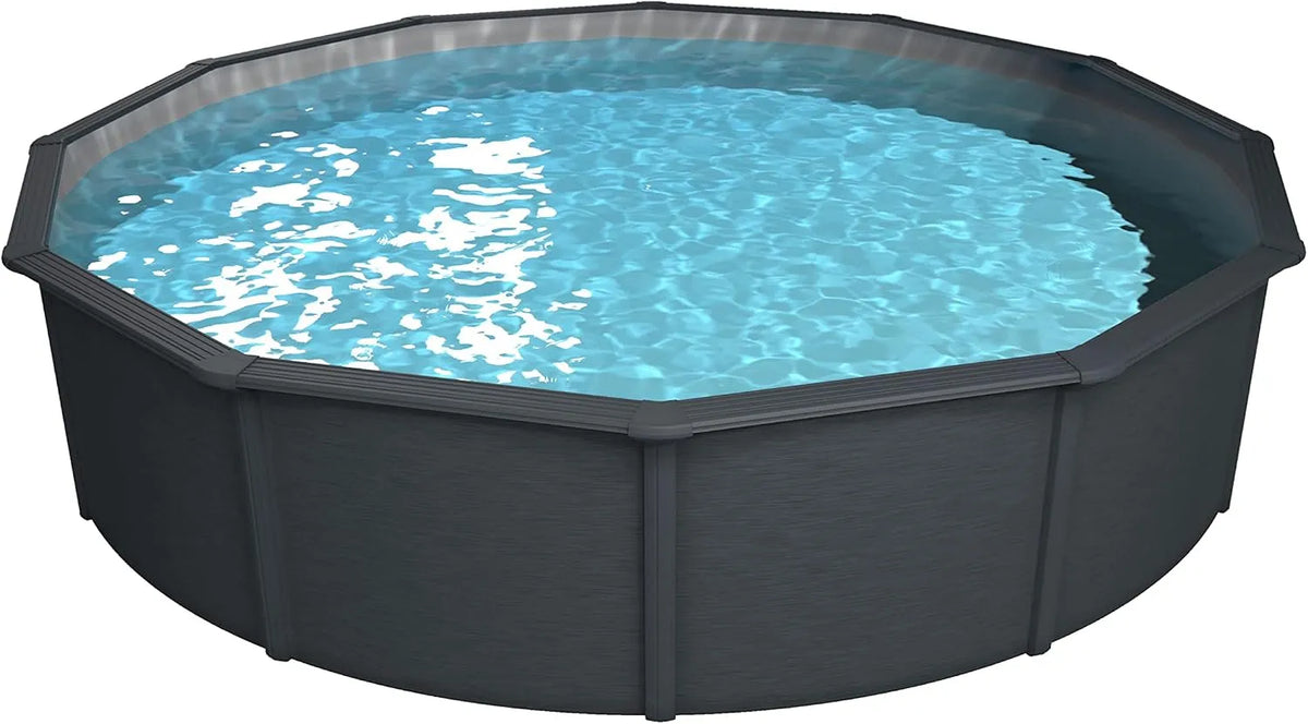 Pool, Ø 460 x 120 cm, Robuster in Anthrazit für bis zu 17.900 l Wasserinhalt, 012151G, Steinbach Stahlwandpool Set Nuovo de Luxe II
