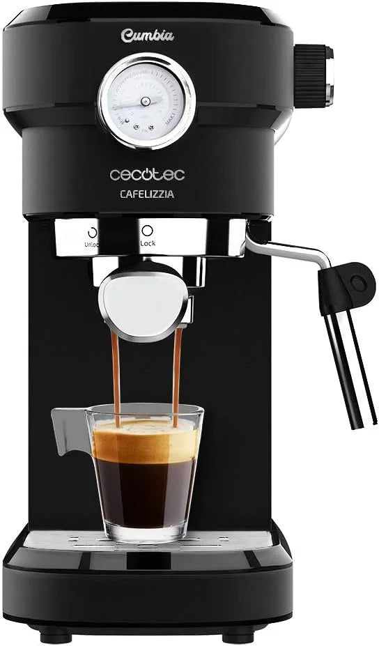 Cecotec Espressomaschine, 20 Bar Druck, Automodus 1-2 Kaffees, Thermoblock-System, Leistung 1350W, Fassungsvermögen 1,1L, schwenkbares Dampfrohr