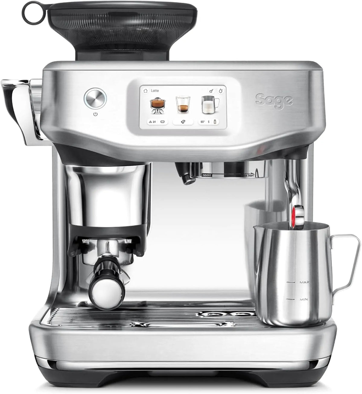 Sage Kaffeemaschine, The Barista Touch Impress, Intelligente Dosierung, Schwarzer Edelstahl, 8 Voreinstellungen, assistiertes Tampern
