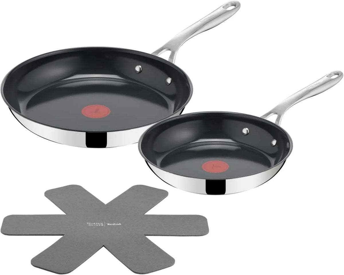 Tefal Modell, 2-tlg. 24/28 cm H880S334, Jamie Oliver by Direct Cook Bratpfannen-Set, inklusive. Pfannenschoner, Thermo-Signal, für alle Herdarten