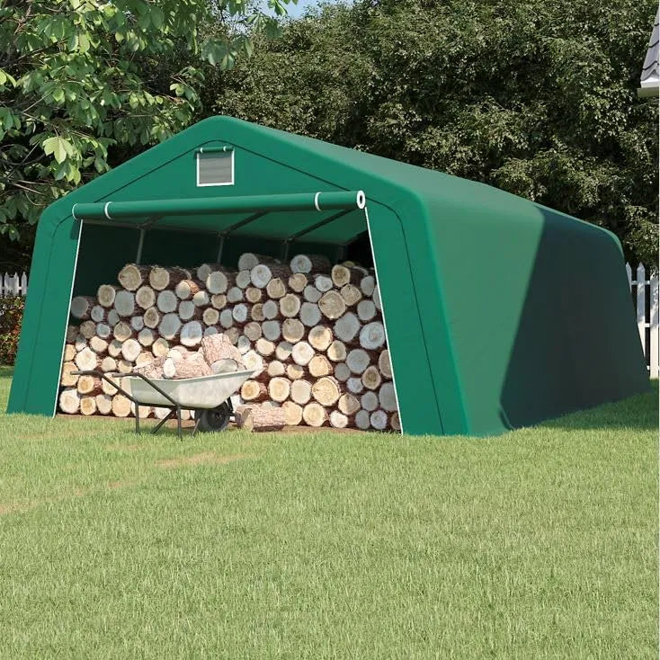 Carport, 3,3 x 6,2 m Weidezelt Zeltgarage Weideunterstand Gerätezelt mit PE-Plane 260g, m², wasserdichtes Zelt mit Stahlgestänge, grün
