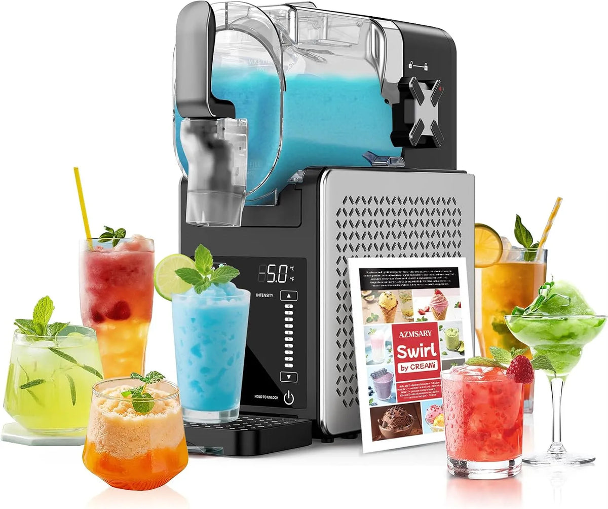 Slush-Maschine, Fassungsvermögen 2,5 L Slushie Maschine für Zuhause, 6 voreingestellten Programmen für Eiscreme, mit LED-Display, Frappés