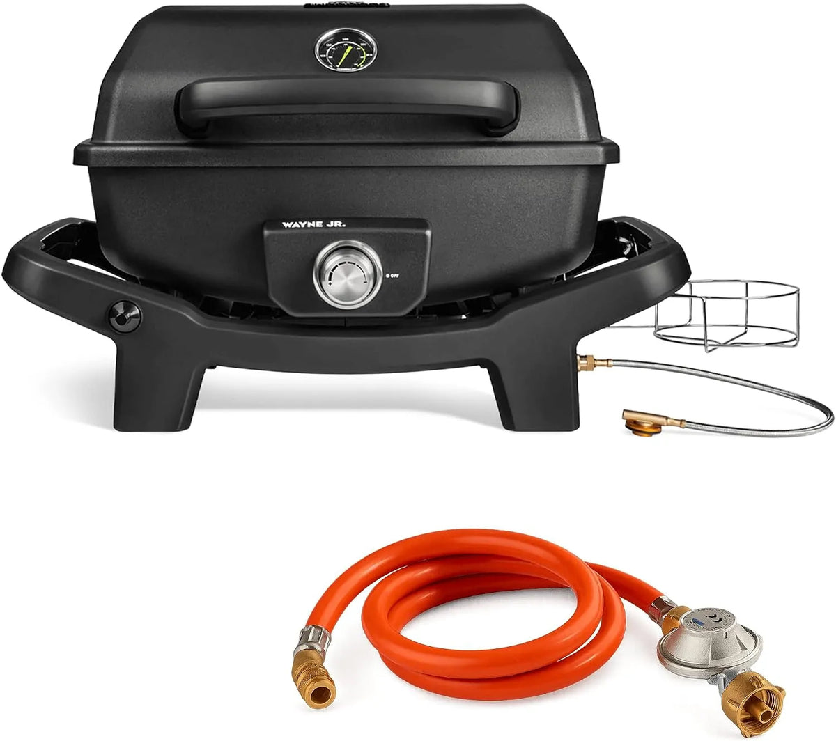 Gasgrill, BURNHARD 1-Brenner WAYNE JR. 3,6 kW, Tragbarer Balkongrill, Tischgasgrill mit Aludruckguss Brennkammer