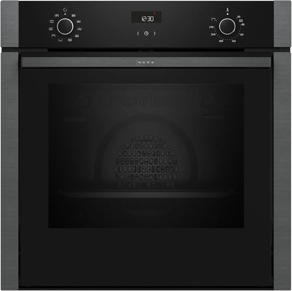 Neff Backofen B3ACE2AG3 N50, Maße 60 x 60 cm, 7 Beheizungsarten, Made in Germany, LCD-Display, Versenkbare Tür, CircoTherm, Easy Clean, Graphite-Grey
