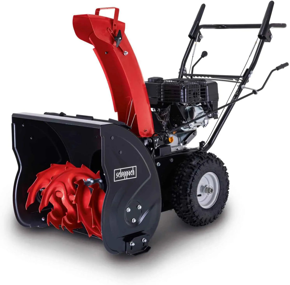 Scheppach Schneefräse ST570, 5,6 PS, Wurfweite bis 6m, 180 Grad Auswurftrichter, Stollenreifen, 53,5 cm Arbeitshöhe, 57cm Arbeitsbreite