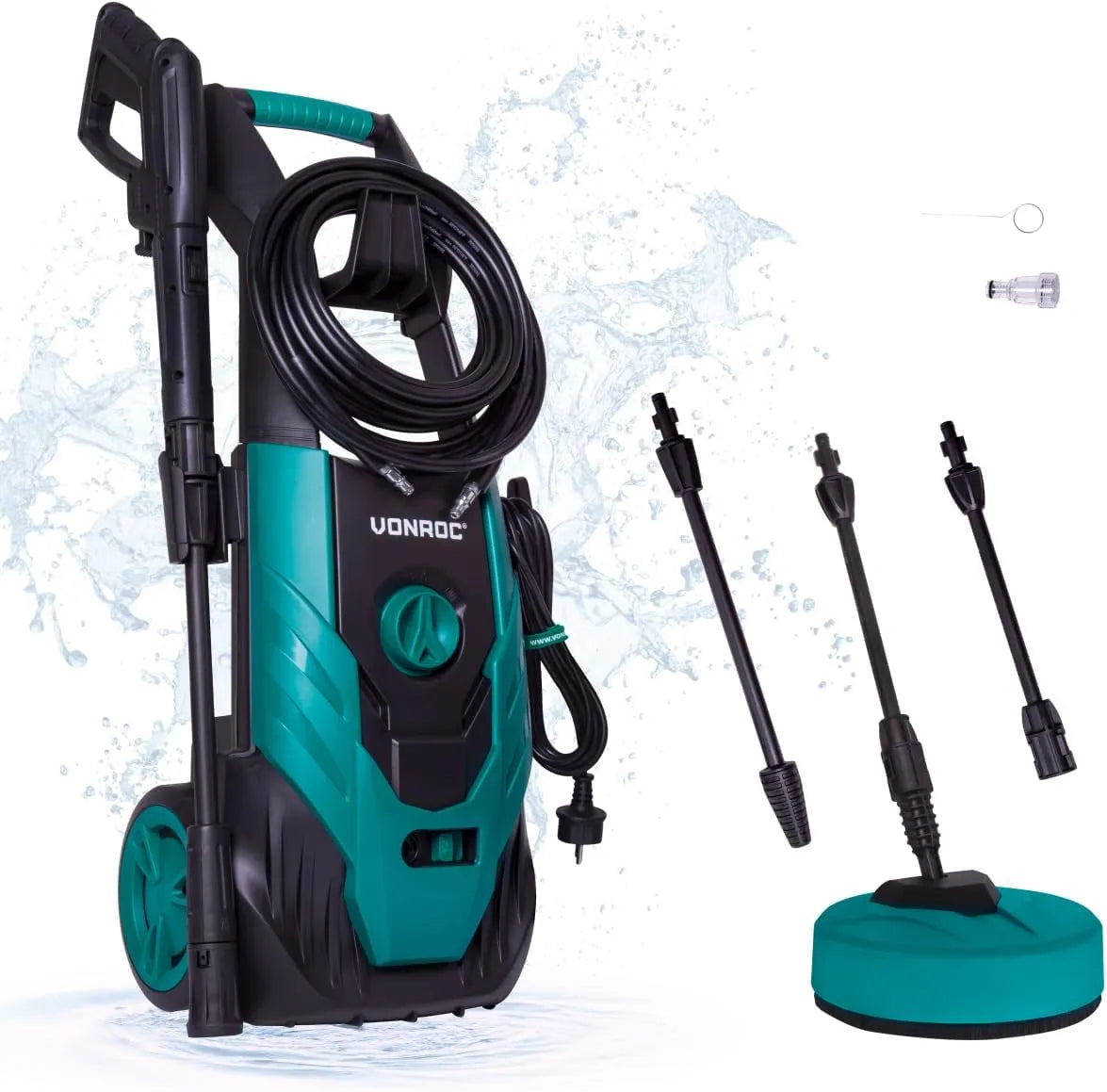Hochdruckreiniger VONROC, 420 l/h, Leistung 1800W, Durchfluss, inklusive. Terassenreiniger, 140bar, Aluminium Pumpe, Reinigungstank