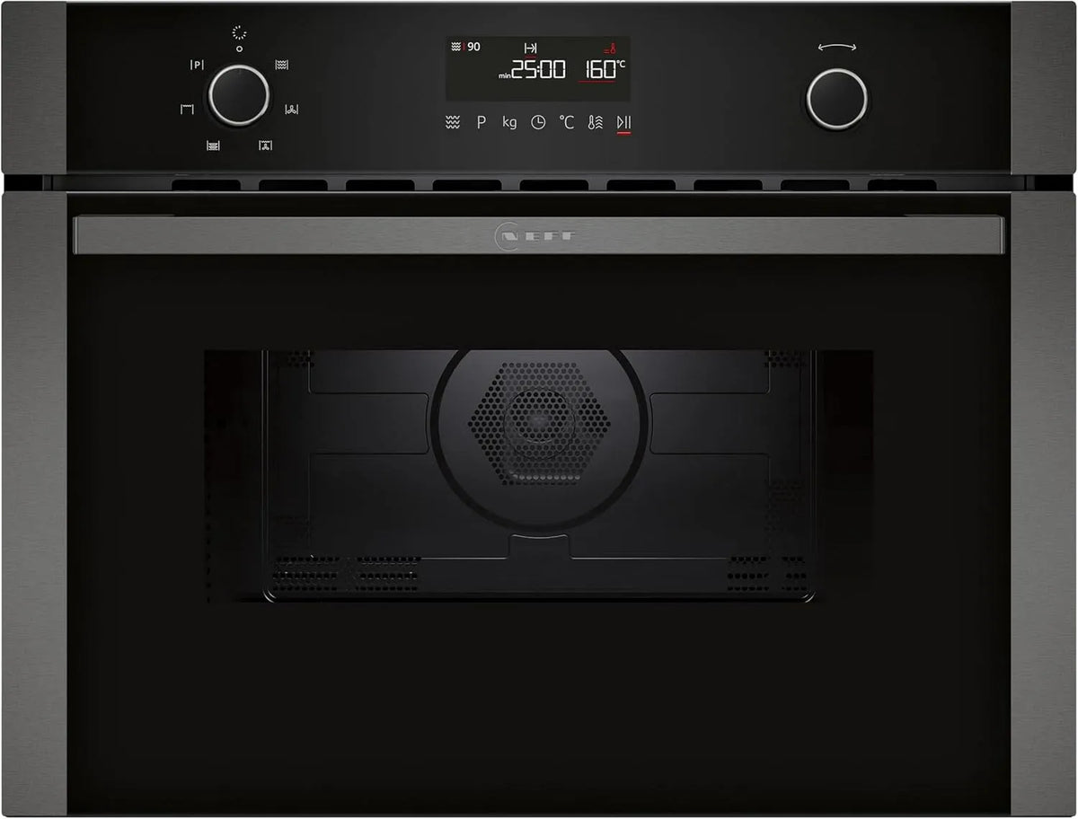 Neff Mikrowelle C1AMG84G1, N 50, Einbau mit Heißluft 60 x 45 cm, 1-Touch Buttons, Easy Clean für schnelle Reinigung, LCD Display, Automatikprogramme