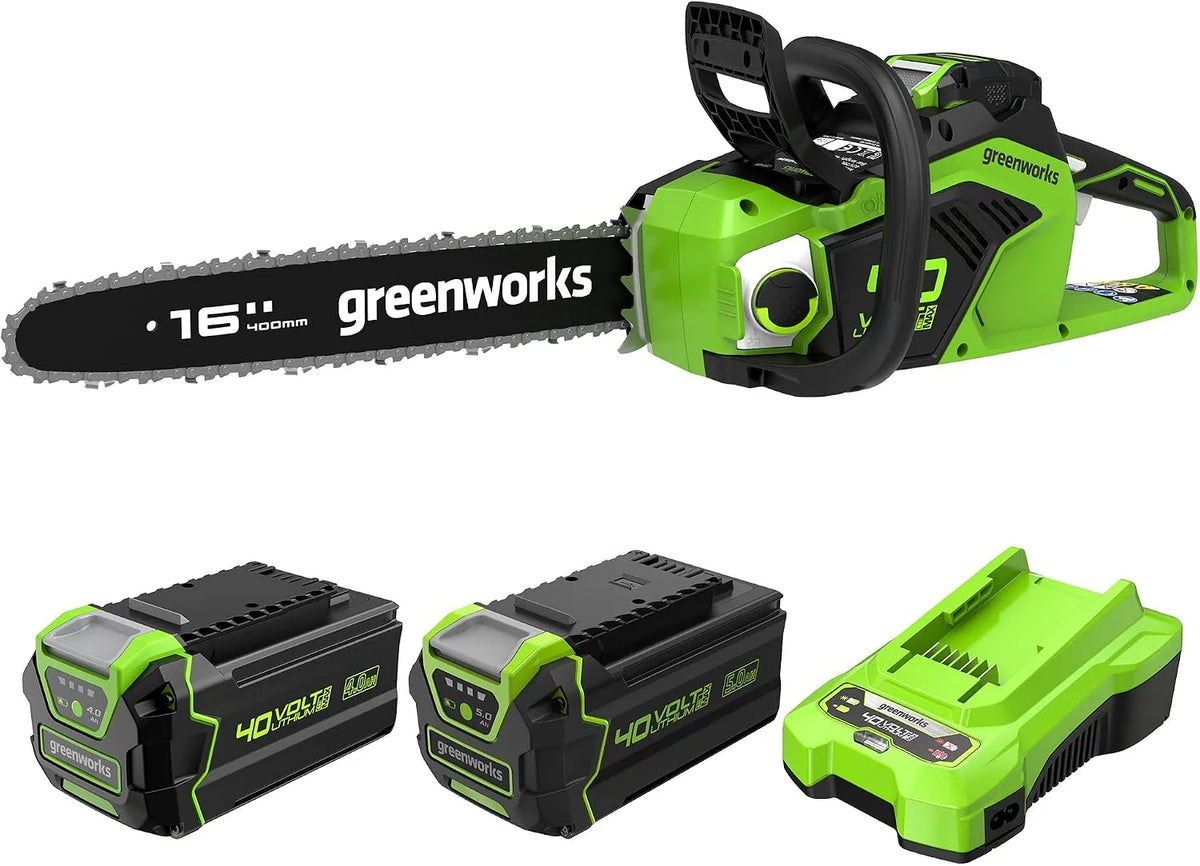 Greenworks Akku-Kettensäge GD40CS18 20m/s, Spannung 40V mit bürstenlosem Motor, 40cm Blattlänge, s Kettengeschwindigkeit mit 40V, 3 Jahre
