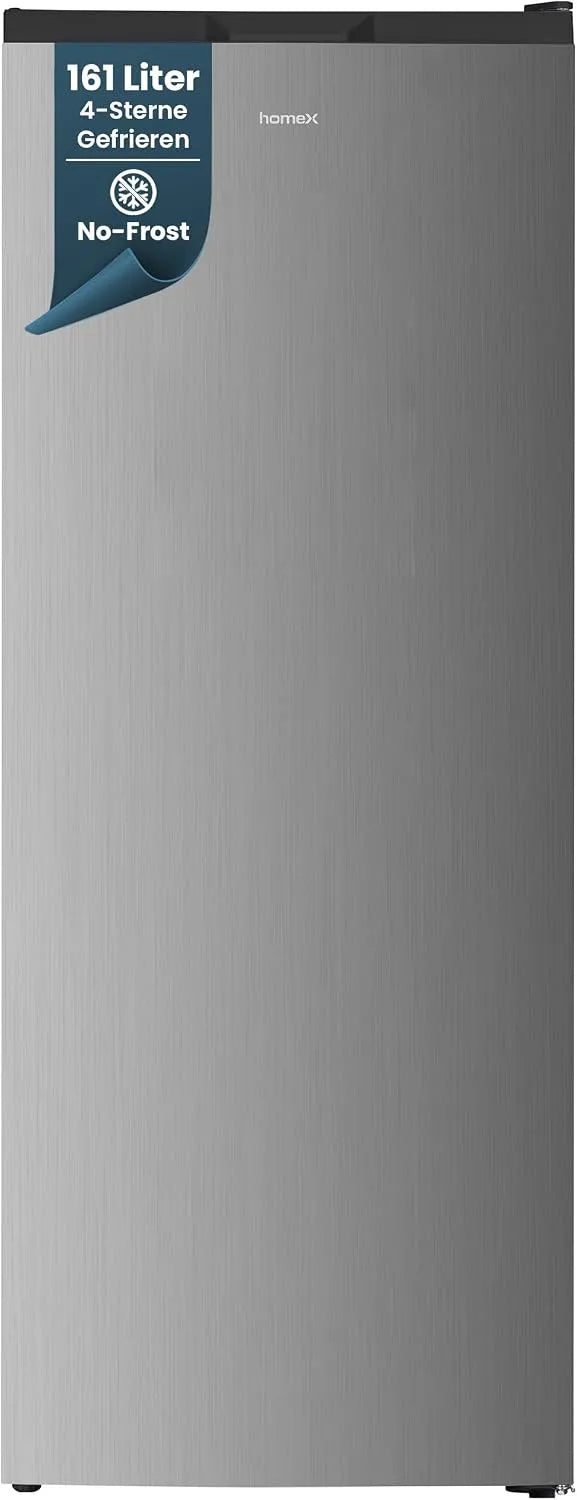 Gefrierschrank FSN1611E-S homeX, Fassungsvermögen 161L Nutzinhalt, NoFrost, Tiefkühlschrank groß, Gefrierschränke in freistehender Ausführung, silber