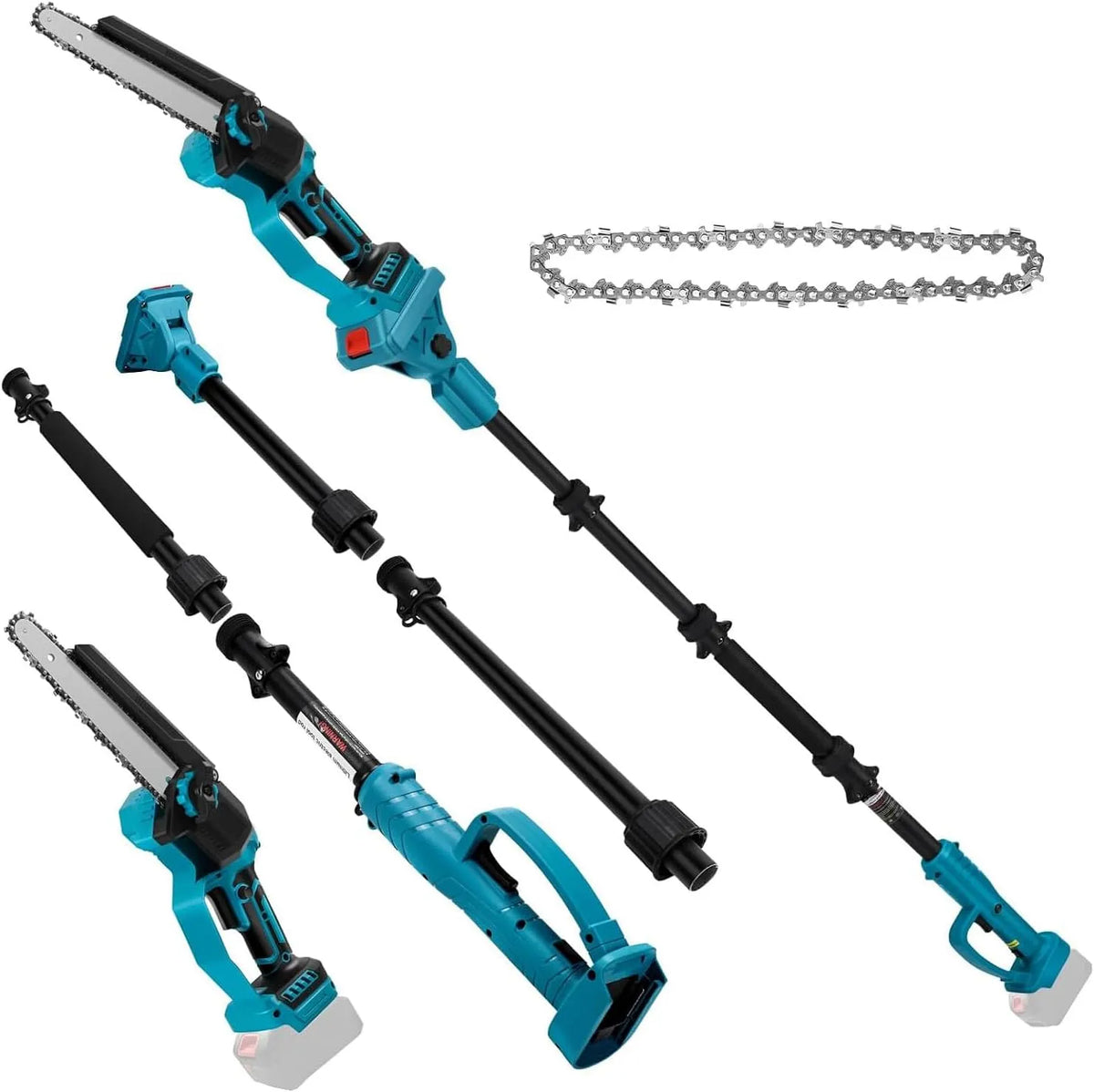 Makita 2 in 1 Akku Kettensäge mit 2M Teleskopstange, Elektro Teleskopsäge Astsäge für Baumschnitt, 6 Zoll Bürstenlose kompatibel mit 18V, Ohne Akku